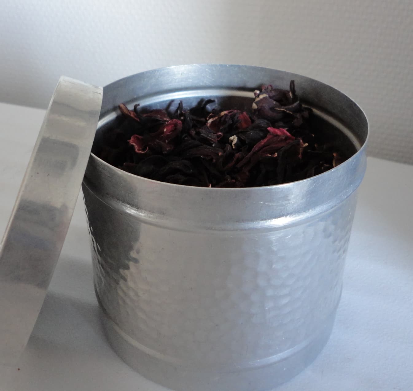 Dried hibiscus flowers used in Hibiscus Harmony Tea